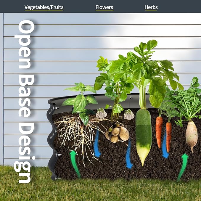 Kesfitt Raised Garden Bed Kit,Outdoor Galvanized Planter Raised Boxes with Safety Edging and Gloves,Large Metal Raised Garden Beds for Gardening Vegetables,Fruits,Flower(4x2x1FT)