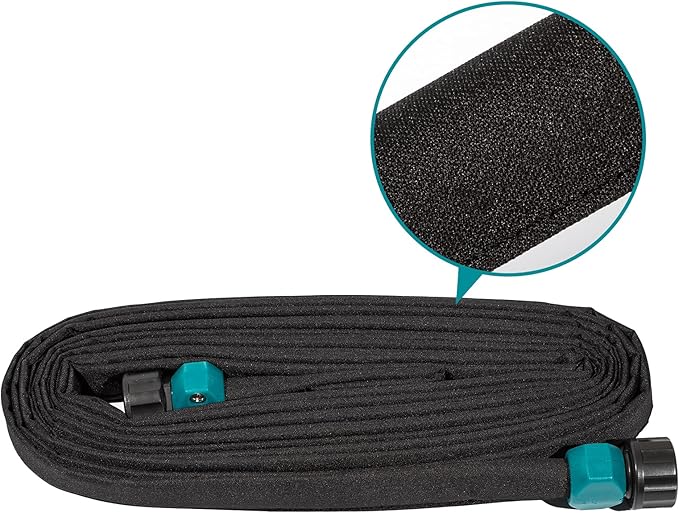 LINEX Garden Flat Soaker Hose 50 ft for Garden Beds, 1/2'' x 25 ft 2 Pack Drip Irrigation Hoses Save Water 80% Heavy Duty for Vegetable