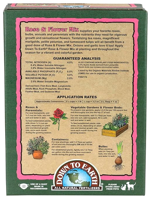 Down To Earth All Natural Fertilizers Organic Rose & Flower Mix 4-8-4, 5 lb