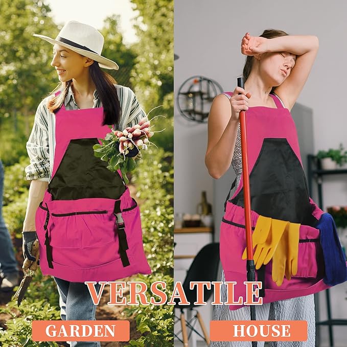 Gardening Apron,Unisex 8Oz Waterproof Canvas Garden Apron with Pockets for Harvesting, Gardening Gifts for Women