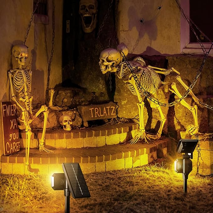 JSOT Solar Outdoor Lights - 4 Pack Solar Spot Lights Spotlights for Outside Landscape Lighting for Garden Tree Yard Pathway (Warm Light)