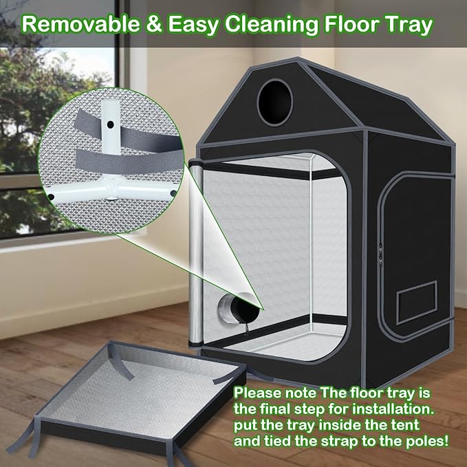 Grow Tent Roof 48"x48"x72" High Reflective Grow Tent Indoor Grow Room for Planting Fruit Flower Veg with Removable Water-Proof Floor Tray