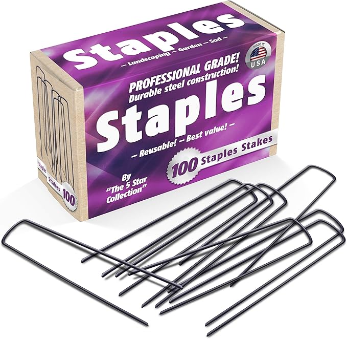 100 Galvanized Landscape Staples Anchoring Pins USA Pro Quality Garden Stakes Erosion Control Weed Barrier Fabric Soaker Hose Lawn Drippers Irrigation Tubing Wireless Invisible Dog Fence…