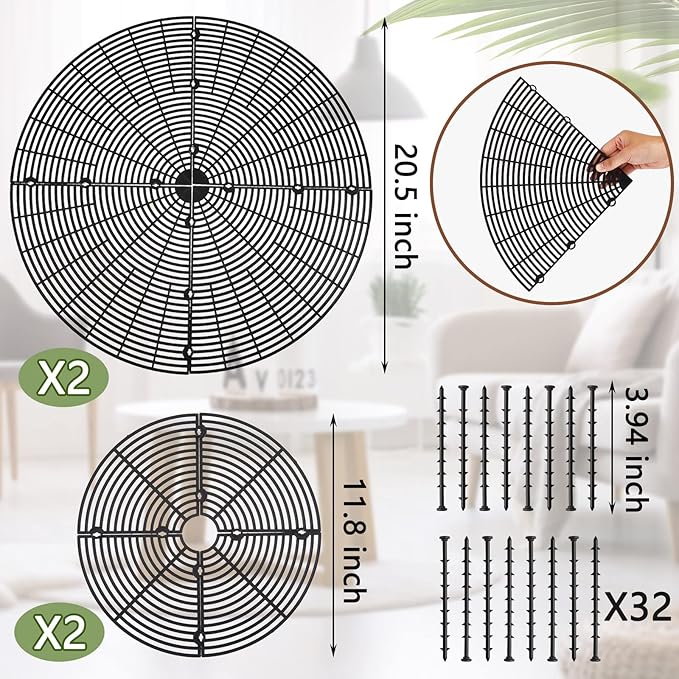 4 Pcs Plant Pot Grid Soil Protector Covers Cuttable Flower Protector 1 from Animals 20.5" 11.8" Cat Digging Stopper Plant Pot Cover with Stakes for Indoor Outdoor Gardening(Black)