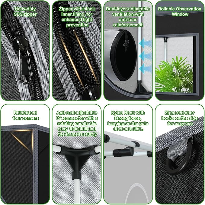 Grow Tent 24"x36"x60" Growing Tents for Indoor Plant 600D Mylar Hydroponic High Reflective Grow Tent for Plant Fruit Flower Veg Growing