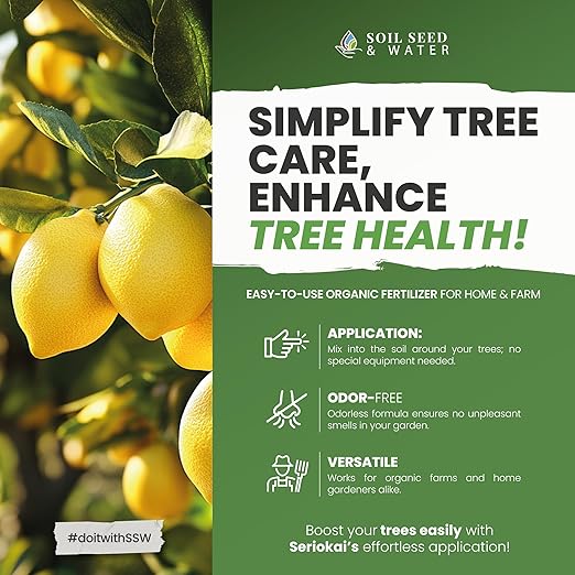 Soil Seed & Water Seriokai's Secret Blend Organic Soil Amendment Fertilizer for Avocado and Citrus Fruits - Orange, Lemon, Grapefruit, Lime and Pomelo - OMRI Listed