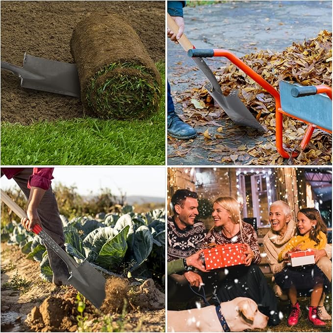 Flat Shovel Garden Spade Shovel Trenching Shovel Square Point Shovel for Digging Gardening Planting Edging, 43 inches