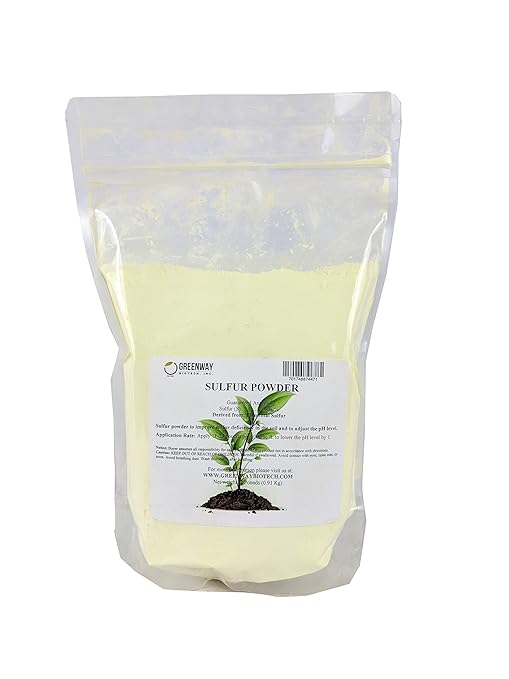 Greenway Biotech Organic Sulfur Powder Fertilizer for Plants- Required to Lower pH & Increased Sulfur Deficiencies- Essential Nutrients for Plant Growth with Macronutrients (2 Pounds)