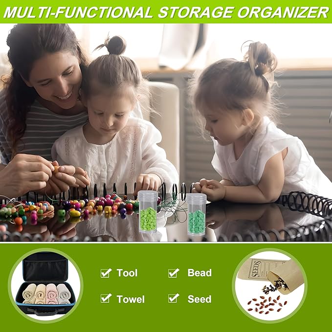 140 Slots Seed Storage Organizer Box with 20 Seed Envelopes, Large Capacity Seed Storage Container with Zipper Bag, Label Stickers, Tweezers, Funnel, Garden Seeds Saver Kit for Vegetable, Flower