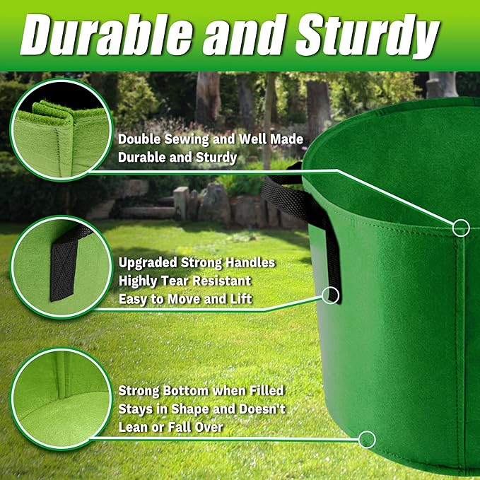 5 Gallon Grow Bags, 7 Pack Colorful Fabric Plant Pots with Handles for Garden and Outdoor Planting