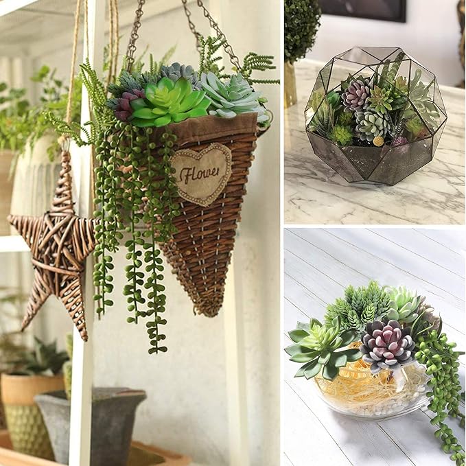 Anoak Artificial Succulent Plants - 16 Pcs Set Faux Succulents Unpotted Fake Succulent Plants, Premium Crafting DIY Floral Decor for Home Garden Office Party (High Realistic)