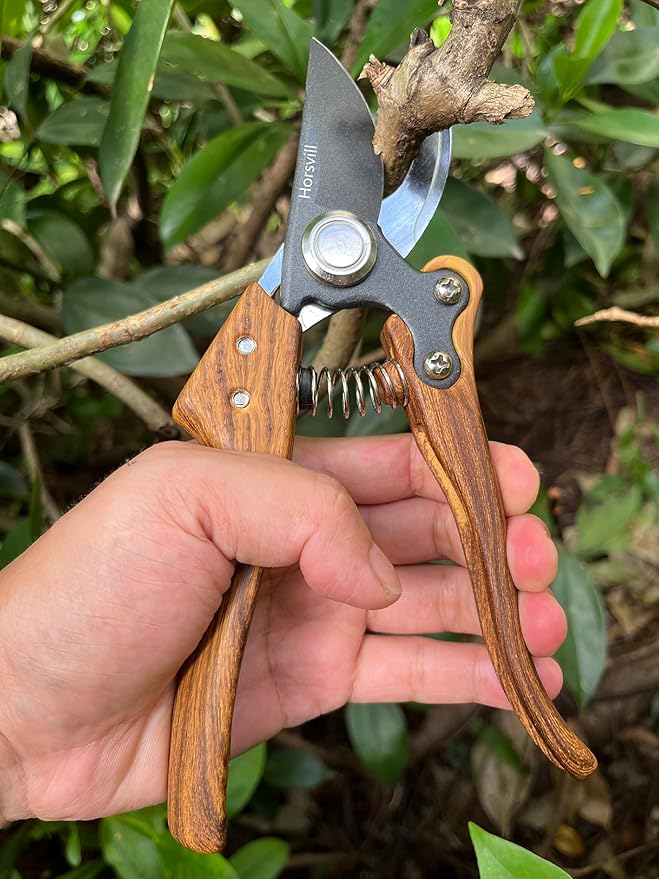 Garden Shears, Japanese Floral branch cutters, Snips for Gardening, Flower scissors Florist clippers, Hand Held Pruners for Gardening Heavy Duty, Pruning shears for garden (Wood Black)