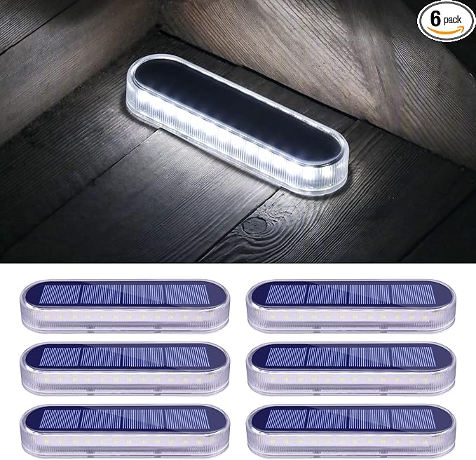 Honalia Solar Driveway Lights Outdoor 6 Pack, Dock Lights Solar Powered Waterproof IP68, Solar Deck Lights Cool White Driveway Markers Concrete Step Lights for Driveway Deck Stairs Marine Dock Runway