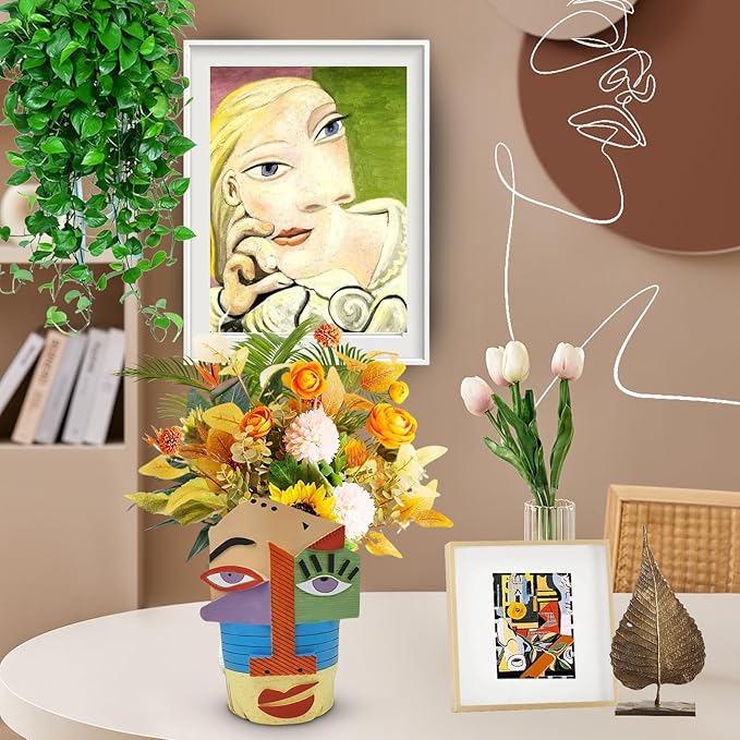 Abstract Face Planters Pots Head,Unique Head Planter for Indoor Plants,Funny Face Flower Pot,Colorful Plant Pots for Outdoor Garden Deco and Home Art Decoration(Eclectic)