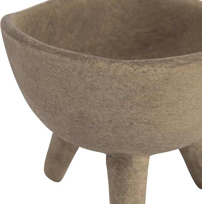 Creative Co-Op Boho Terracotta Footed Planter, Distressed Cream