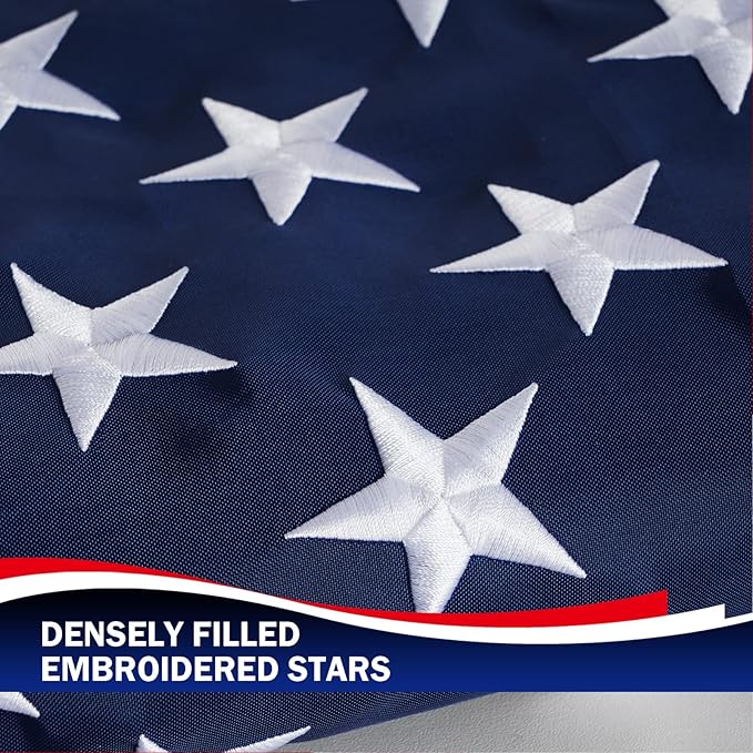 Homissor American Flag 10x15 for Outside US Flags Outdoor Heavy Duty United State USA Flag Embroidered Stars for All Weather High Wind Sewn Stripes With Brass Grommets