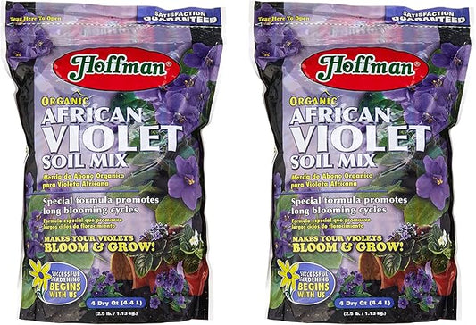 Hoffman Organic African Violet Soil Mix to Promote Long Blooming Cycles and Increase Plant Growth, 4 Dry Quarts, 2 Pack