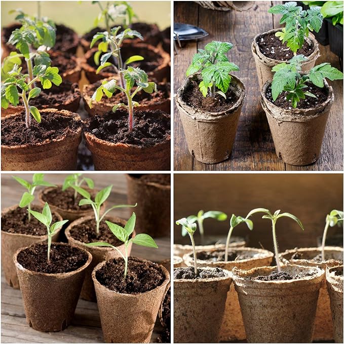 Homenote Peat Pots, 120 Pcs 4 Inch Seed Starting Pots with Drainage Holes Round Nursery Plants Pots with Bonus 20 Plant Labels