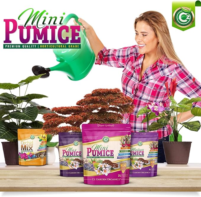 Pumice Stone Grow Media - Made in USA for Bonsai • Succulents • Cactus • Orchids - Horticultural Soil Amendment Additive Conditioner for Indoor and Outdoor Plants and Flower Gardens. OMRI Listed
