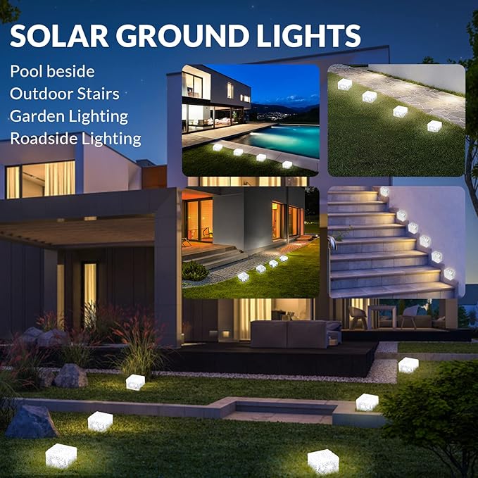 Solar Brick Lights, Outdoor Solar Lights, Outdoor Waterproof Patio Brick Lights, 2.8 * 2.8in Garden Decor for Outside 4 Packs for Patio,Yard,Walkway,Pathway Decor