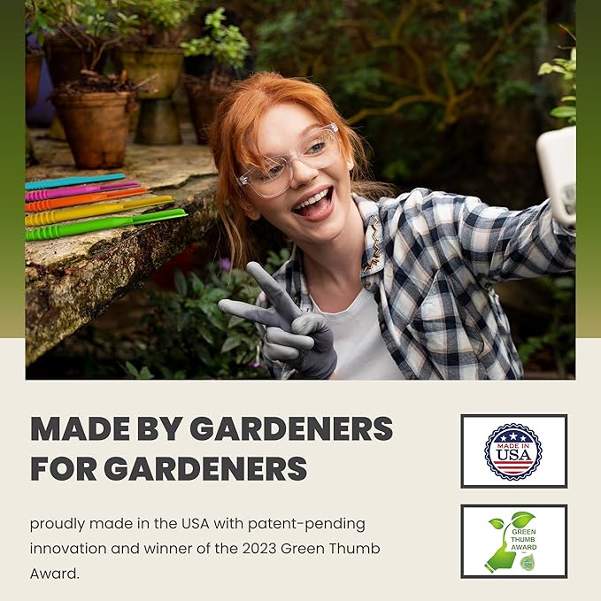 Dibby Seed Sowing Garden Tool Dibber Planter Transplanter – Sow Seeds at The Right Depth – Easily Transplant Delicate Seedlings (Little Dibby & Dibby XL) Orange