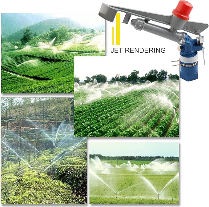 1.0" Agriculture Farm Irrigation Sprinkler Lawn Sprinkler Irrigation Spray Gun Large-Area Watering Spray 360° Rotary Farm Lawn Garden Irrigation, Pack of 2