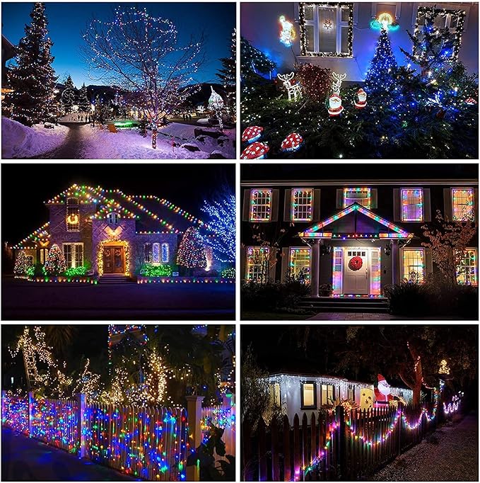 114ft Christmas String Lights Outdoor, 300 LED Christmas Lights Connectable with Timer, 8 Modes Multicolor Christmas Tree Lights Fairy Twinkle Lights for Indoor Outdoor Xmas Decorations