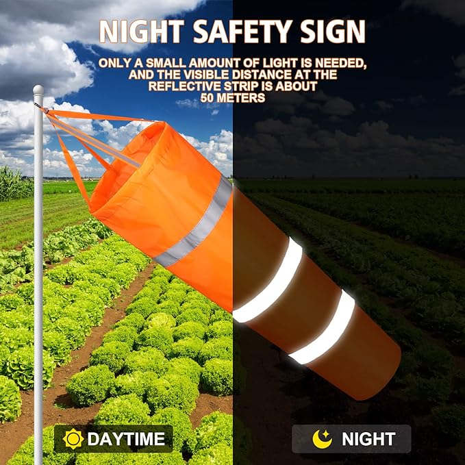 10 Pcs Airport Windsocks 40 Inch Outdoor Hanging Heavy Duty Wind Direction Measurement Wind Sock Windsocks with Reflective Belt for Outdoors Airport Farm Park (Orange)