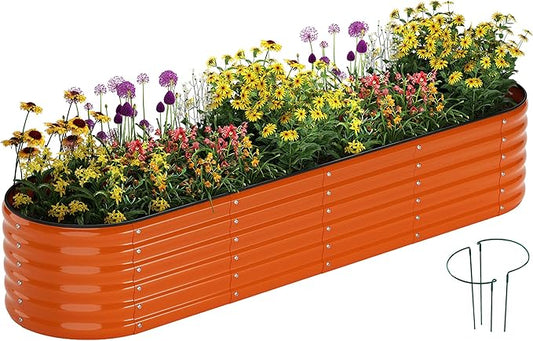 Galvanized Metal Planter Raised Garden Bed Kit for Gardening Outdoor，8x2x1ft Planter Grow Garden Box Raised Flower Bed，Long Vegetable Clearance Herb Raised Garden Beds for Gardening