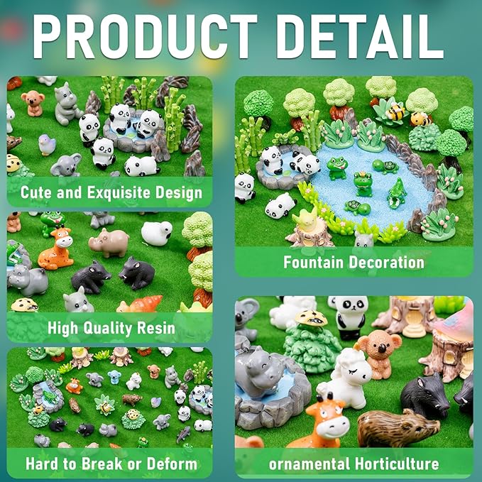 Miniature Small Animal Figurines, 80pcs of Mini Resin Animals, Forest Decoration Ornaments, Miniature Landscape Ornament Sets, Fairy Garden and Dollhouse Accessories
