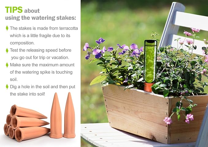Automatic Plant Waterer Terracotta Self Watering Spikes Drippers Irrigation System for Vacation or Holiday (8Pack)
