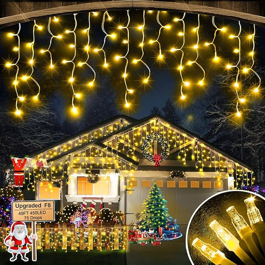 98FT 900LED F8 Upgraded Christmas Lights Decorations - 8 Modes Waterproof Outdoor Fairy String Lights With Memory and Timer - Plug-in for Holiday, Party, Wedding, Home, Roof