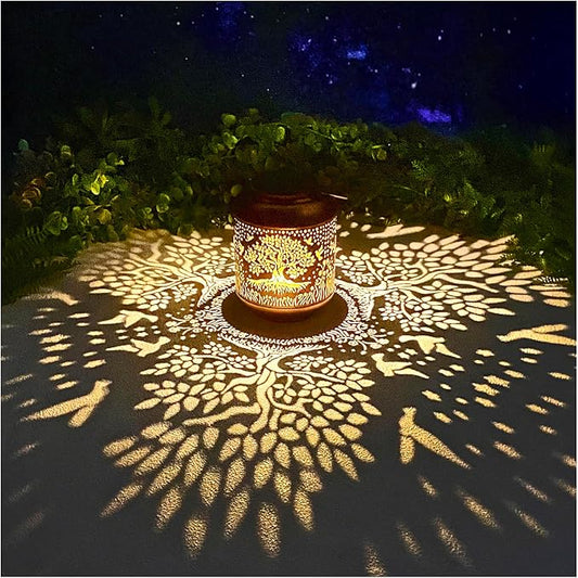 Tree of Life Solar Lanterns Outdoor Waterproof Hanging Solar Lights Big Tree Gifts for Women Men Metal Decorative LED Lanterns for Yard, Patio, Lawn, Tabletop, Pathway, Landscape, Garden Decor