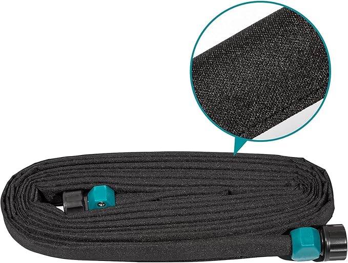 LINEX Flat Soaker Hose 30 ft for Garden Beds, 1/2'' x 15 ft 2 Pack Drip Hoses Irrigation Sprinkler Heavy Duty Save Water 80% for Vegetable