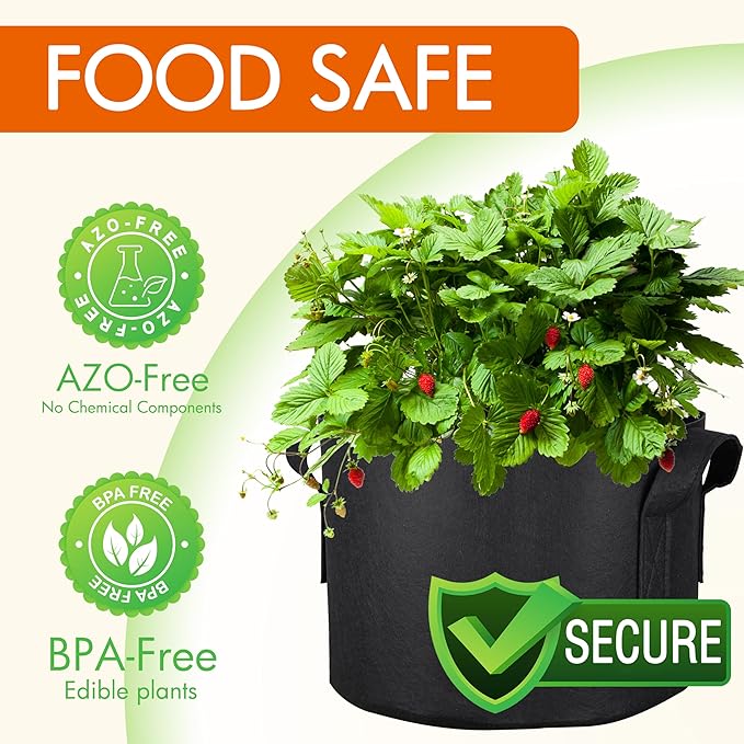 Gardzen 6-Pack 1 Gallon Grow Bags, Aeration Fabric Pots with Handles, Heavy Duty Cloth Pots for Plants