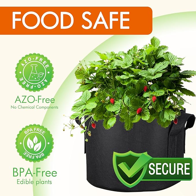 Gardzen 20-Pack 7 Gallon Grow Bags, Aeration Fabric Pots with Handles, Pot for Plants