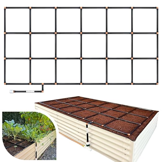 Garden Grid Watering System | Garden Watering System, Raised Bed Watering System, Drip Irrigation System, Raised Garden Sprinkler | Preassembled Drip Irrigation Kit - 3x6 (33.5"x66")