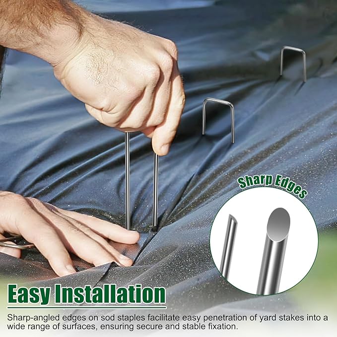 12 Inch 11 Gauge Galvanized Landscape Staples Stakes for Decoration, 25/100/200pcs Garden Metal Stakes for Weed Barrier Fabric, Fence Stakes, Tent Stakes(12in,200pcs)