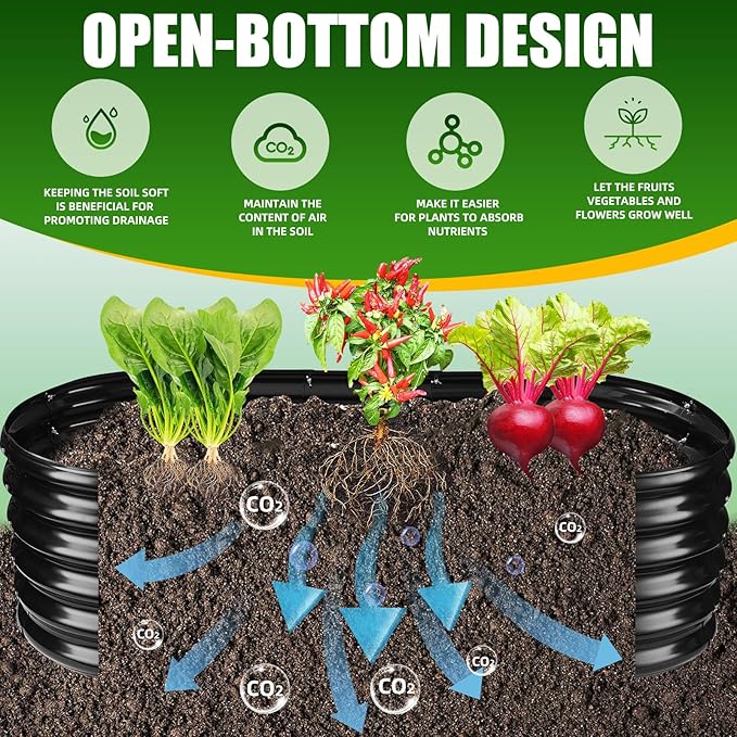 17" Tall Elevated Oval Metal Raised Garden Bed - 5ft x 2ft in Size and 0.8MM Thick Durable Planter Bed/Box for Vegetables Flowers Succulent at Patio/Garden Outdoor (Black, 5X2X1.4 FT)