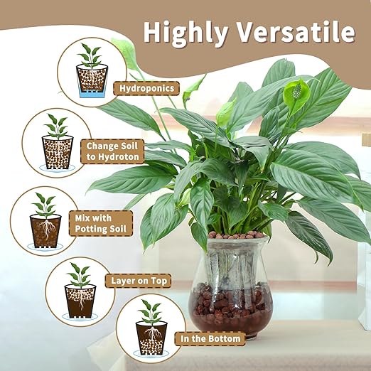 16LB Leca Balls for Indoor Plants, Expanded Clay Pebbles for Plants, Orchid Potting Mix, Soil Amendment, Drainage, Easy Reusability, 4-16mm