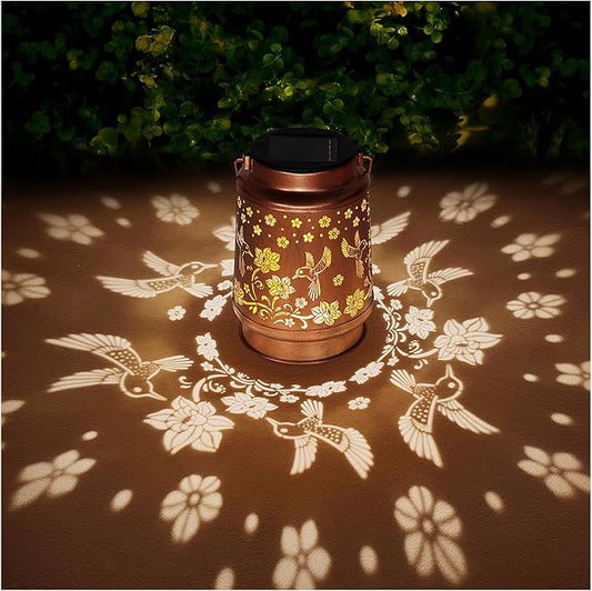 Solar Lanterns Outdoor Waterproof Hummingbird Garden Decor Birthday Gifts for Women Mom Grandma Hanging Solar Lights Metal Solar Decoration Outside for Yard, Patio, Backyard, Porch