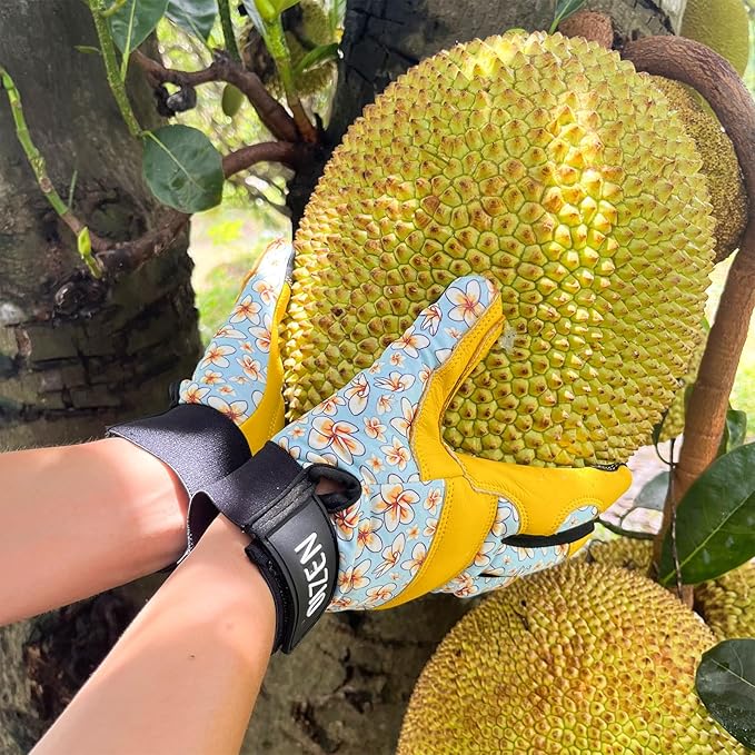 Cowhide Leather Thorn Proof & Puncture Resistant Gardening Gloves for Women and Men, Touchscreen Compatible Working Gloves for Weeding, Digging, Planting, Gardening Gifts for Women (Size Large)