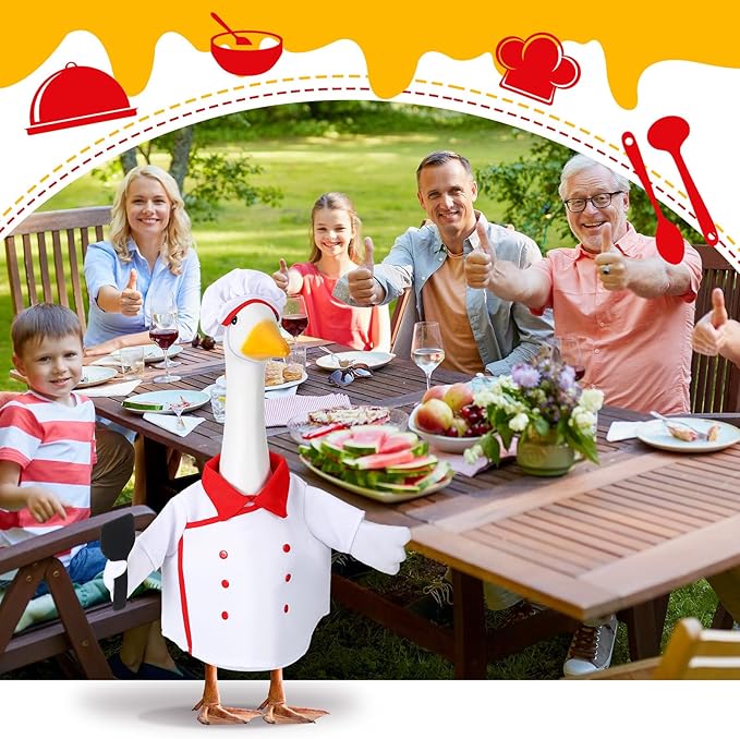 Geyoga Chef Goose Outfit Costume Yard Lawn Porch Clothes for 23'' Plastic Goose Outdoor Patio Art Decoration
