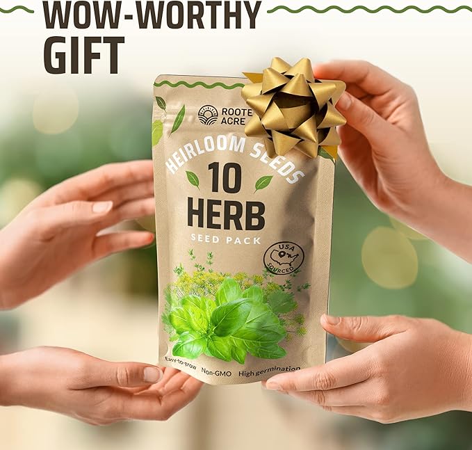 Rooted Acre Culinary Herb Seed Vault - Herbs Seeds for Planting Indoor or Outdoor Garden - Heirloom, Non GMO | Hydroponic Herb Garden Seeds with High Germination