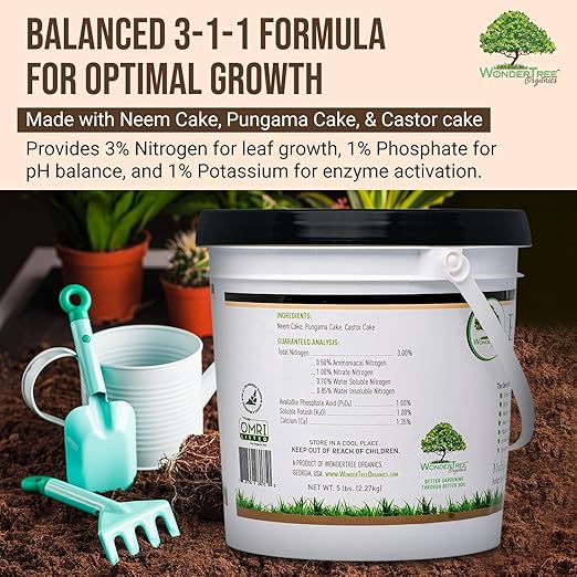 Eden Grow Max Organic Blended Neem Cake | Perfect for Home Gardening, Fruits, Lawns & Flowers | OMRI Listed (5lbs)