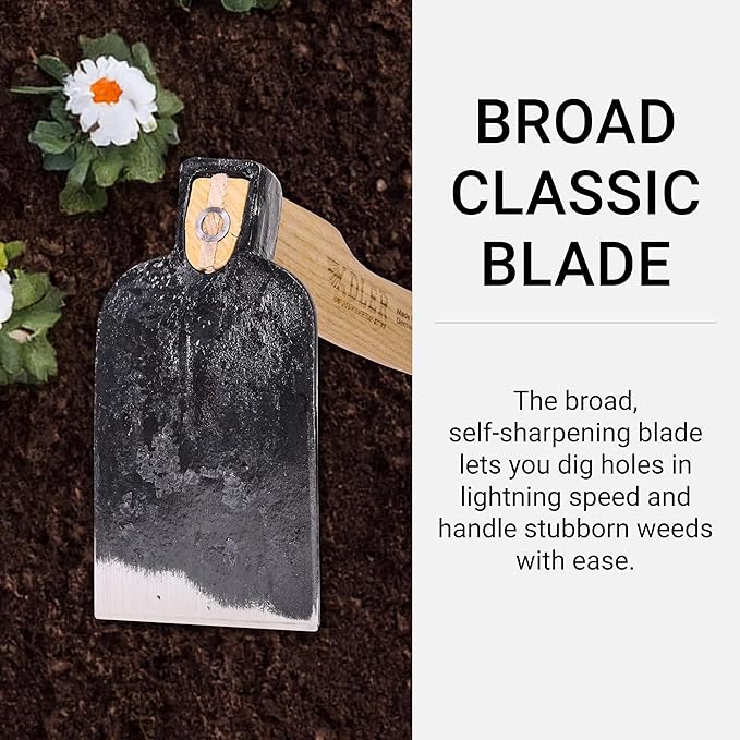 Adler - The Ivy Garden Hoe, Heavy Duty Yard Tool Lawn Care, Loosening Soil, Weeding, and Digging, Steel Head 3.9 inches, Wood Handle 17.7 inches (Green)