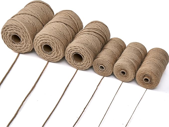 Natural Jute Twine,656 Feet 1/4 inch Hemp Twine Rope for Gift Wrapping Craft Plant Garden Christmas Handmade Arts Decoration Packing String Home Decor