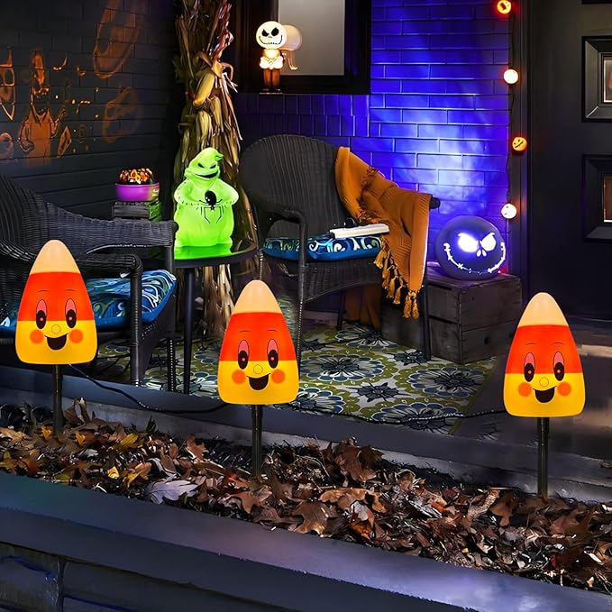 7Ft LED Halloween Decorations Outdoor Pathway String Lights, 4 Pack Thanksgiving Corncob Walkway Lights for Outdoor Halloween Party Patio Yard Walkway Garden Decoration and Lighting