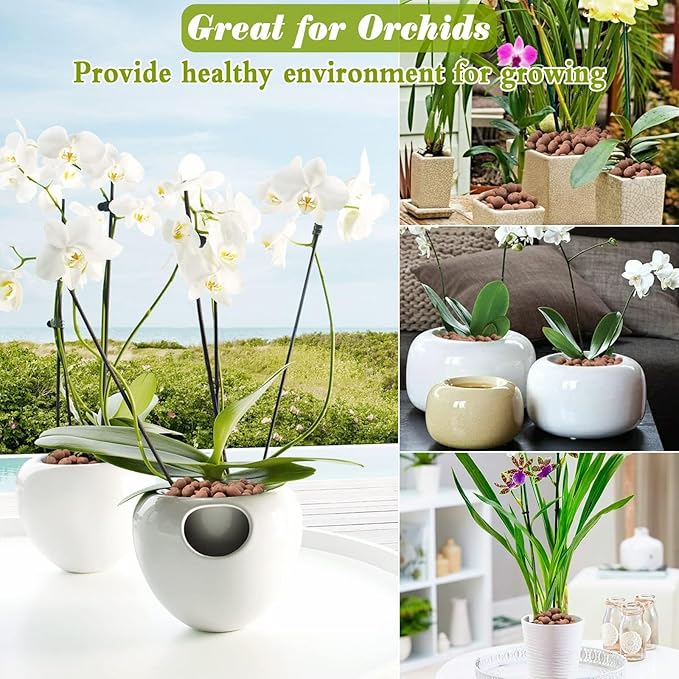 ZeeDix 4LB Expanded Clay Pebbles for Plants Hydroponic, 6QT 4mm-16mm Clay Leca Balls Hydroponic Rocks Growing Medium Potting Stones for Indoor Plants Drainage, Aquaponics, Natural Orchid Pebbles Balls