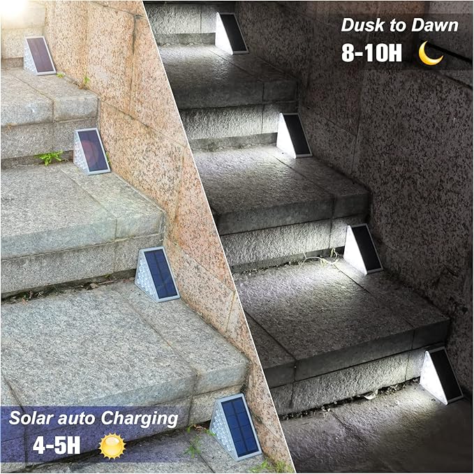 VOLISUN Solar Stair Lights 16 Pack, Solar Step Lights Waterproof IP67, Outdoor Step Light with 13 LEDs, Outdoor Lighting Decor for Yard Stair, Patio, Front Step, Front Porch and Deck(Cool White)